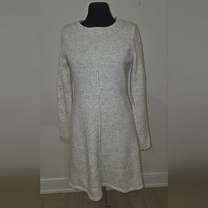 Wearing Your Heart On Your Sleeve Oatmeal White Knit Sweater Dress, US S